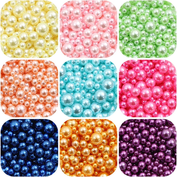 Loose Round Beads For Diy Abs Non Porous Plastic Beads With Pearl Plating For Clothing And Cosmetic Box Accessories Decoration Materials Geometric Style