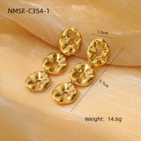 Lotus Drop Shape Titanium Steel Electroplated Fashionable Light Luxury Women's Earrings