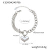 Love Almond Heart Shaped Thick Chain Girl Bracelet In Titanium Steel With Gold Inlaid Design