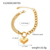 Love Almond Heart Shaped Thick Chain Girl Bracelet In Titanium Steel With Gold Inlaid Design