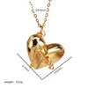 Love Box Pendant Necklace With Peach Heart Pendant And Clavicle Chain Copper Plated With Real Gold Geometric Design Electroplated Titanium Steel Unisex