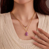 Love Clavicle Necklace Stainless Steel Purple Natural Stone Eightpointed Star Doublelayer Electroplated Fashion