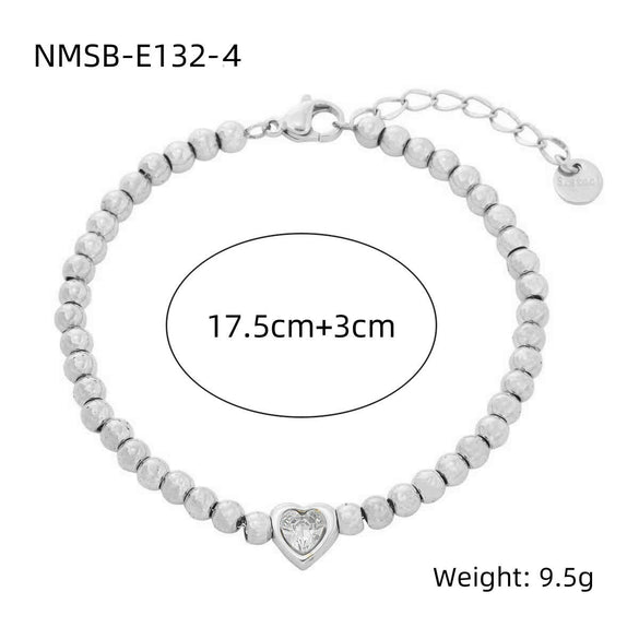 Love Couple Bracelets Stainless Steel Peach Heart Zircon Jewelry Electroplating Fashion Style