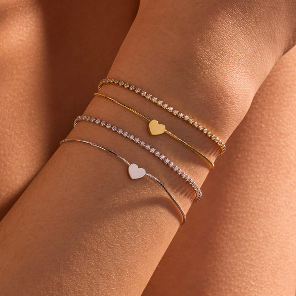 Love Couple Bracelets Stainless Steel Peach Heart Zircon Jewelry Electroplating Fashion Style