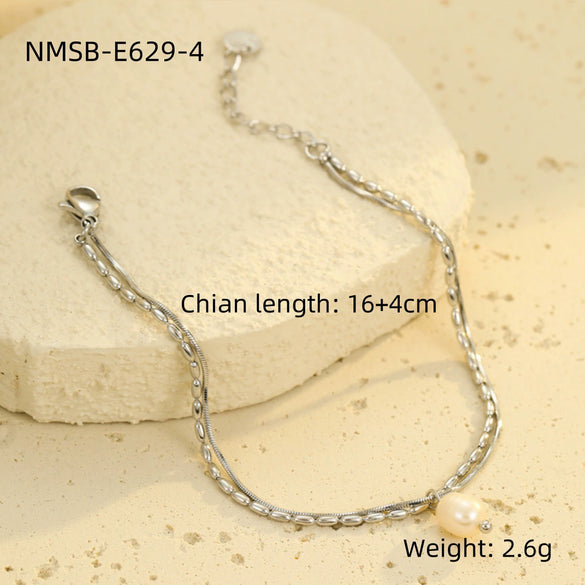 Love Couple Bracelets Stainless Steel Peach Heart Zircon Jewelry Electroplating Fashion Style