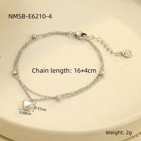 Love Couple Bracelets Stainless Steel Peach Heart Zircon Jewelry Electroplating Fashion Style