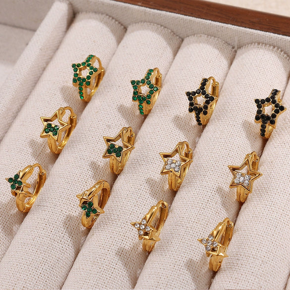 Love Diamond Earrings 316L Stainless Steel Multicolor Rhinestone Electroplated Highend Light Luxury Fashion Earrings