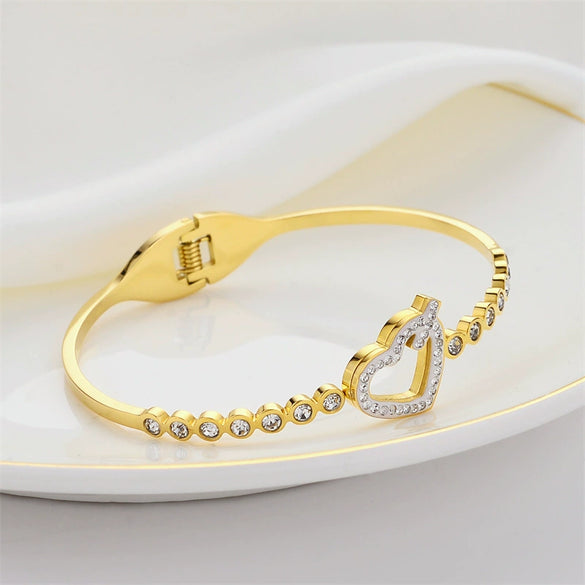 Love Diamondencrusted Fashion Simple Titanium Steel Women's Bracelet Electroplated Rose Gold