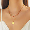 Love Disc Necklace Red Diamond Fruit Shaped Stainless Steel Electroplated Double Layer Stacked For Women Autumn And Winter