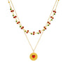 Love Disc Necklace Red Diamond Fruit Shaped Stainless Steel Electroplated Double Layer Stacked For Women Autumn And Winter