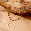 Love Disc Necklace Red Diamond Fruit Shaped Stainless Steel Electroplated Double Layer Stacked For Women Autumn And Winter
