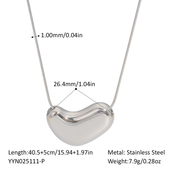Love Heart Shape Pendant Necklace For Women Sweet Simple Stainless Steel Jewelry With Pvd Furnace Vacuum Real Gold Plating Snake Bone Chain
