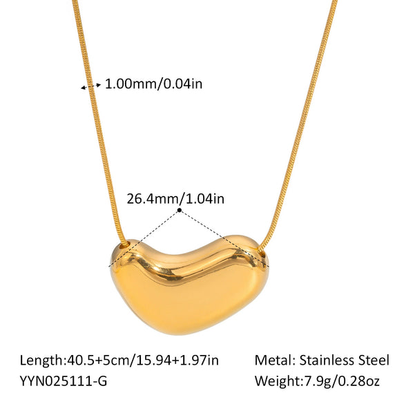 Love Heart Shape Pendant Necklace For Women Sweet Simple Stainless Steel Jewelry With Pvd Furnace Vacuum Real Gold Plating Snake Bone Chain