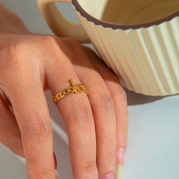 Love Letter Titanium Steel Ring Fashion Creative Plated For Women
