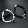 Love Magnetic Attraction Elastic Bracelet Handmade Glass Glaze Heart Pattern Lovers Accessories