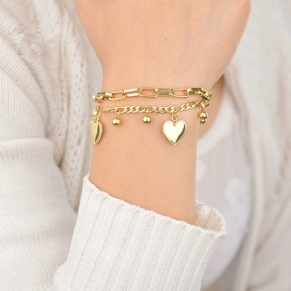 Love Multi Element Chain Distinctive Street Hip Hop Trend Light Luxury Elegant Titanium Steel Bracelet With Electroplating Treatment