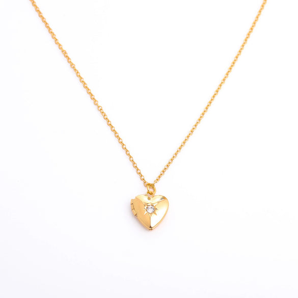 Love Opening And Closing Heartshaped Photo Album Necklace For Women Retro Style Copper And Titanium Steel Material Diamond Design