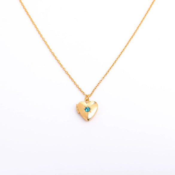 Love Opening And Closing Heartshaped Photo Album Necklace For Women Retro Style Copper And Titanium Steel Material Diamond Design
