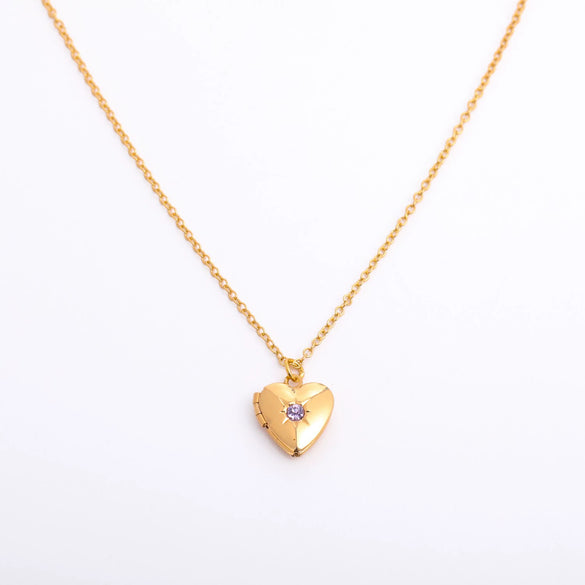 Love Opening And Closing Heartshaped Photo Album Necklace For Women Retro Style Copper And Titanium Steel Material Diamond Design