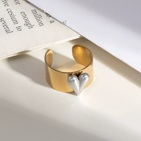 Love Opening Ring Stainless Steel Geometric Fashion Design Pvd Furnace Vacuum Real Gold Plated Jewelry Unisex