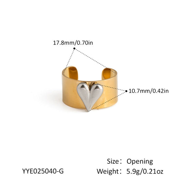 Love Opening Ring Stainless Steel Geometric Fashion Design Pvd Furnace Vacuum Real Gold Plated Jewelry Unisex