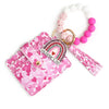 Love Pattern Pu Material Valentine's Day Wooden Bead Keychain And Bracelet