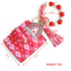 Love Pattern Pu Material Valentine's Day Wooden Bead Keychain And Bracelet