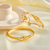 Love Pattern Stainless Steel Bracelet With Zircon Rhinestones And Gold Tone Vacuum Plated Finish