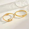 Love Pattern Stainless Steel Bracelet With Zircon Rhinestones And Gold Tone Vacuum Plated Finish