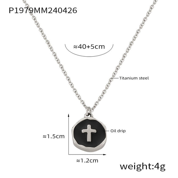 Love Pendant Jewelry 316L Stainless Steel Gold Plated Geometric Cross Drop Design Necklace