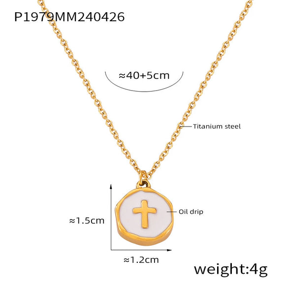 Love Pendant Jewelry 316L Stainless Steel Gold Plated Geometric Cross Drop Design Necklace