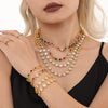 Love Sparkling Zircon Stitching Stainless Steel Jewelry Necklace Bracelet Set For Women With Electroplating Treatment
