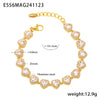 Love Sparkling Zircon Stitching Stainless Steel Jewelry Necklace Bracelet Set For Women With Electroplating Treatment