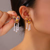 Love Tassel Pearl Long Earrings For Women Geometric Style Stainless Steel 18K Vacuum Plated In Furnace
