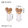Love Tassel Pearl Long Earrings For Women Geometric Style Stainless Steel 18K Vacuum Plated In Furnace