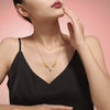 Love Zircon Angel Wings Titanium Steel Necklace For Women With Electroplating And Geometric Design