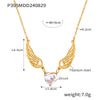 Love Zircon Angel Wings Titanium Steel Necklace For Women With Electroplating And Geometric Design