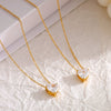 Love Zircon Pendant Stacked With Clavicle Chain For Women Titanium Steel Geometric Light Luxury 18K Gold Plated