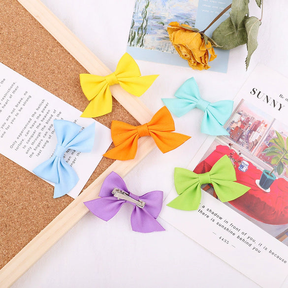 Lovely Handmade Cloth Bow Duckbill Hair Clip Cute Princess Hairpin Small Hair Accessory For Girls Children