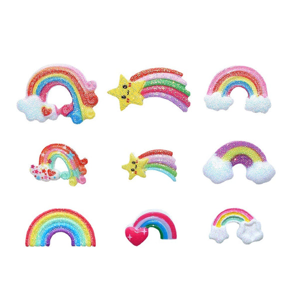 Lovely Resin Rainbow And Cloud Decorative Patch For Phone Case Refrigerator Sticker And Stationery Box Diy Accessories