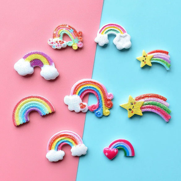 Lovely Resin Rainbow And Cloud Decorative Patch For Phone Case Refrigerator Sticker And Stationery Box Diy Accessories