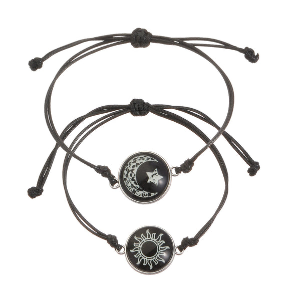 Lovers Time Sun And Moon Gemstone Braided Bracelet Paint Process Cord Material Couple Style