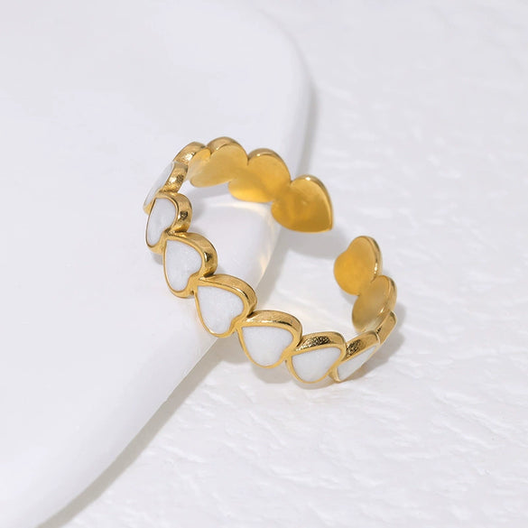 Loveshaped Titanium Steel Open Ring With Simple Ins Style And 18K Goldplated Electroplating For Women