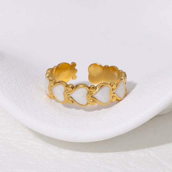 Loveshaped Titanium Steel Ring With Simple Temperament 18K Gold Plated Adjustable Niche Design For Women
