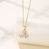 Lucky Clover Pendant Clavicle Chain For Female Stainless Steel Mixed Gem Inlay Electroplating Clover Pattern