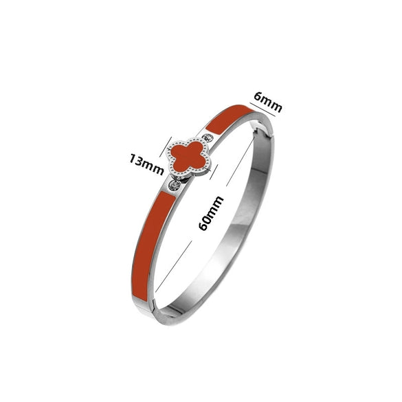 Lucky Clover Titanium Steel Bracelet Light Luxury Enamel Geometric Polishing