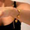Lucky Fourleaf Clover Stainless Steel Women's Bracelet With Fivepetal Flower Geometric Pattern Electroplated