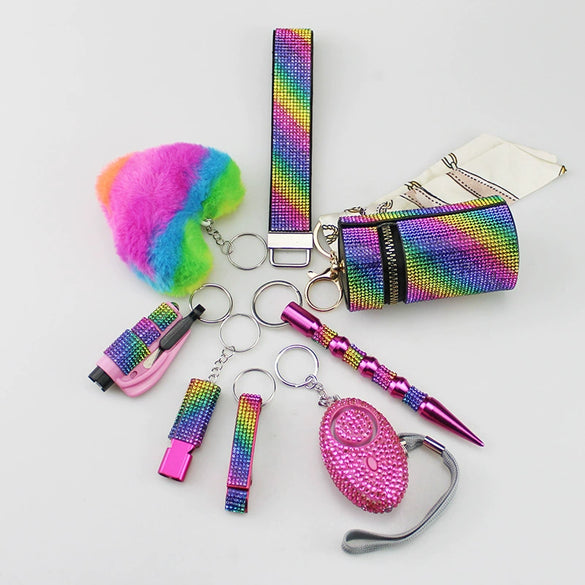 Luggage Accessories Minimalist Rhinestoneencrusted Heart Keychain Pendant Lipstick Bag Wristband Alarm