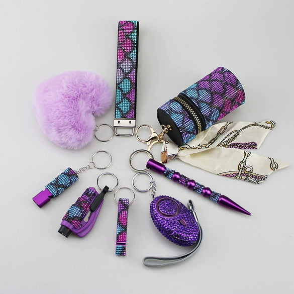 Luggage Accessories Minimalist Rhinestoneencrusted Heart Keychain Pendant Lipstick Bag Wristband Alarm