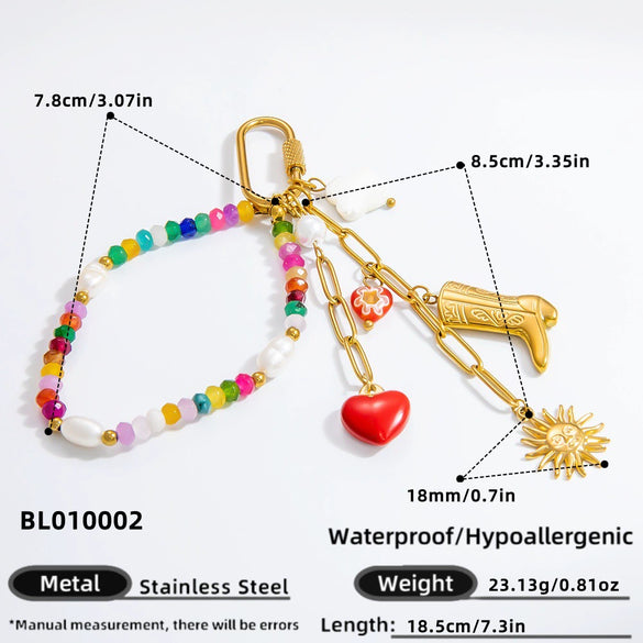 Luggage Chain Pendant Beaded Stainless Steel Fashion Love Water Drops Bells Electroplated